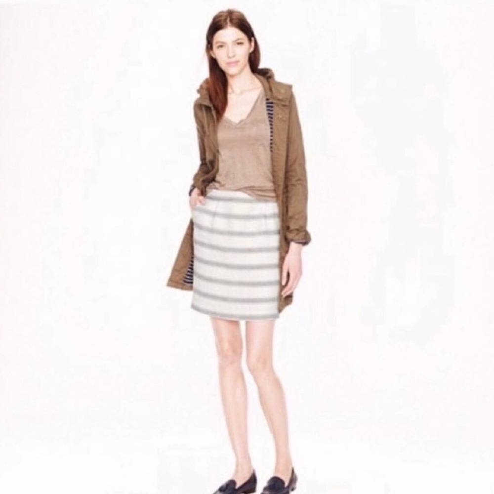J. Crew Striped Silk Linen Twill Pencil Skirt